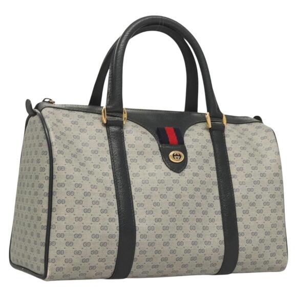 GUCCI Micro GG Supreme Sherry Line Bag Pvc Navy Gold Red 40 02 007 - Picture 1 of 16